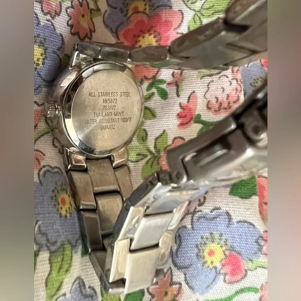 Vintage Anne Klein Genuine Diamond Stainless Steel Water Resistant Watch EUC